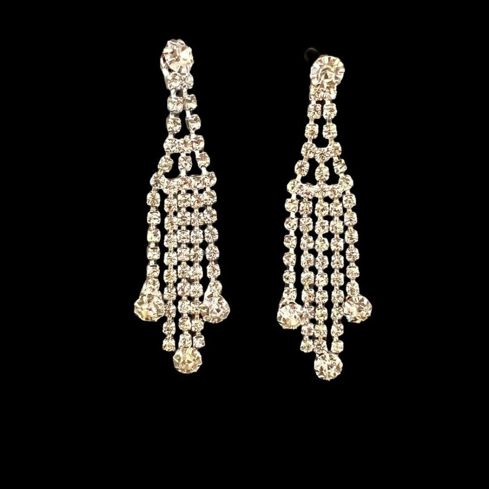 Very Fancy & Glittery Faux Diamond Dangle Drop Earrings